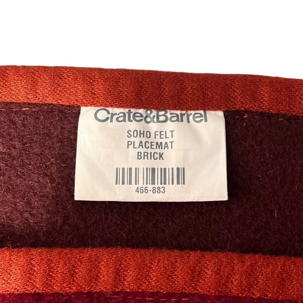 Crate & Barrel Soho Felt‎ Wool Blend Placemats Set of 3 Red Orange Patchwork